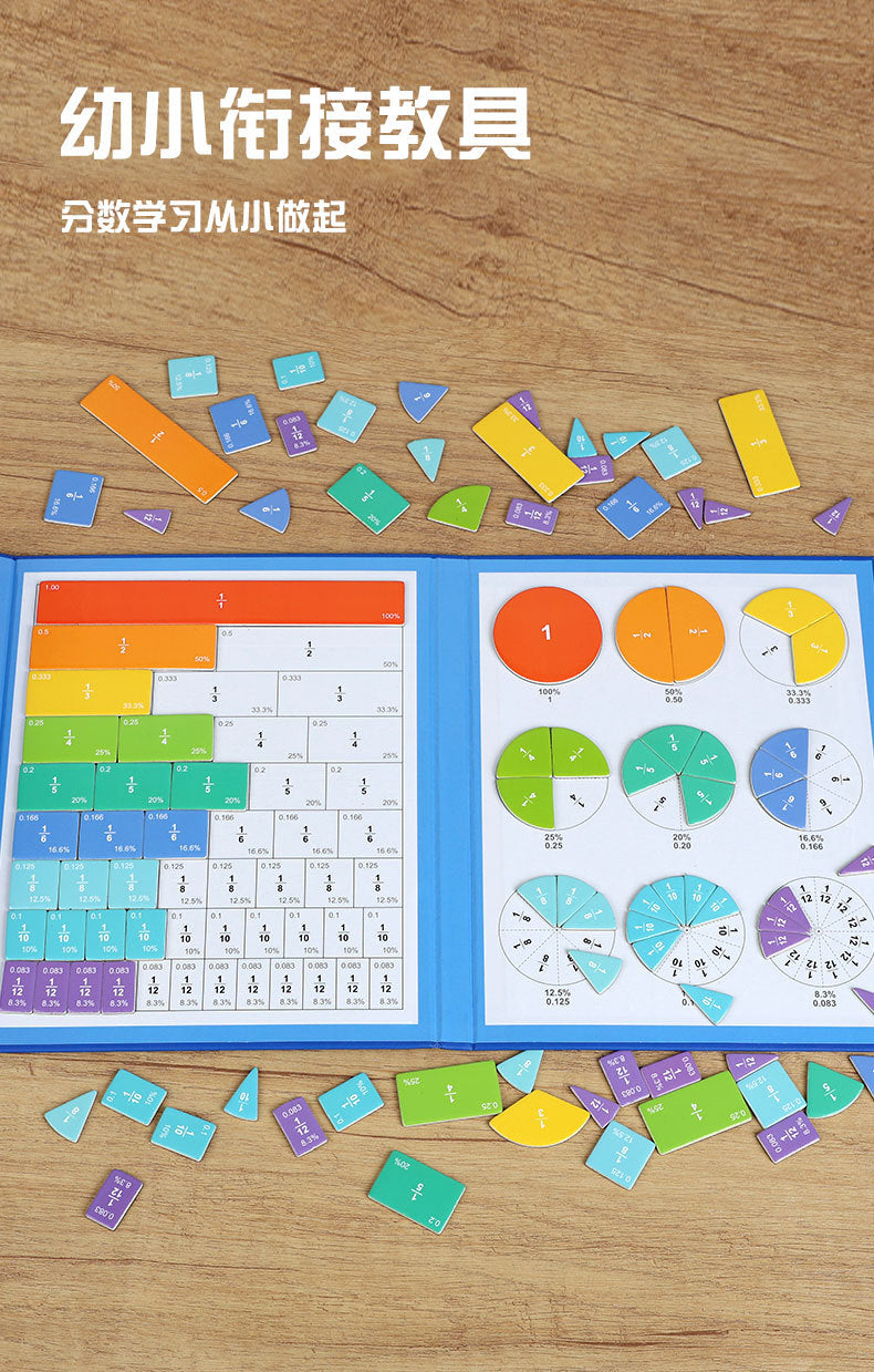 Magnetic Fraction Disk Demonstrator Numerator and Denominator Cognitive Addition and Subtraction Operation Third Grade Primary School Mathematics Teaching Aids Toys