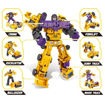 Cross-border deformation toy small force god six-in-one combination king kong engineering vehicle excavator robot boy model