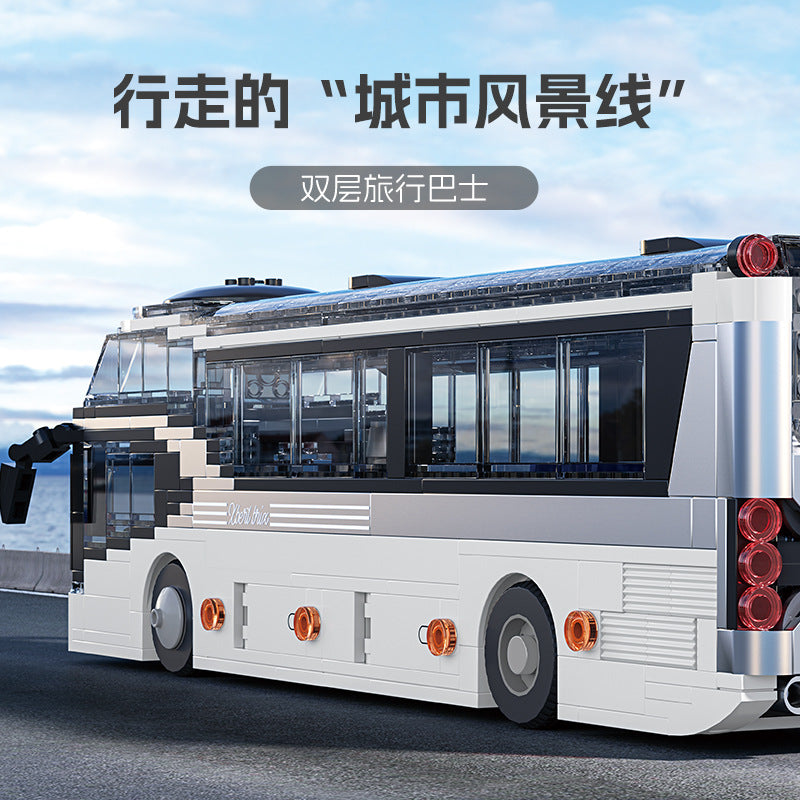 Cross-border engineering series truck city bus transport vehicle combined with small particle building blocks children's educational enlightenment toys