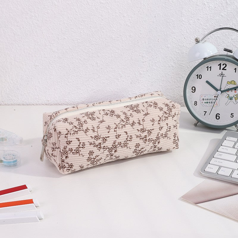 2025 New Small Floral Pencil Bag, Simple and High-Looking Student Stationery Bag, Large Capacity Pencil Bag, Makeup Storage Bag