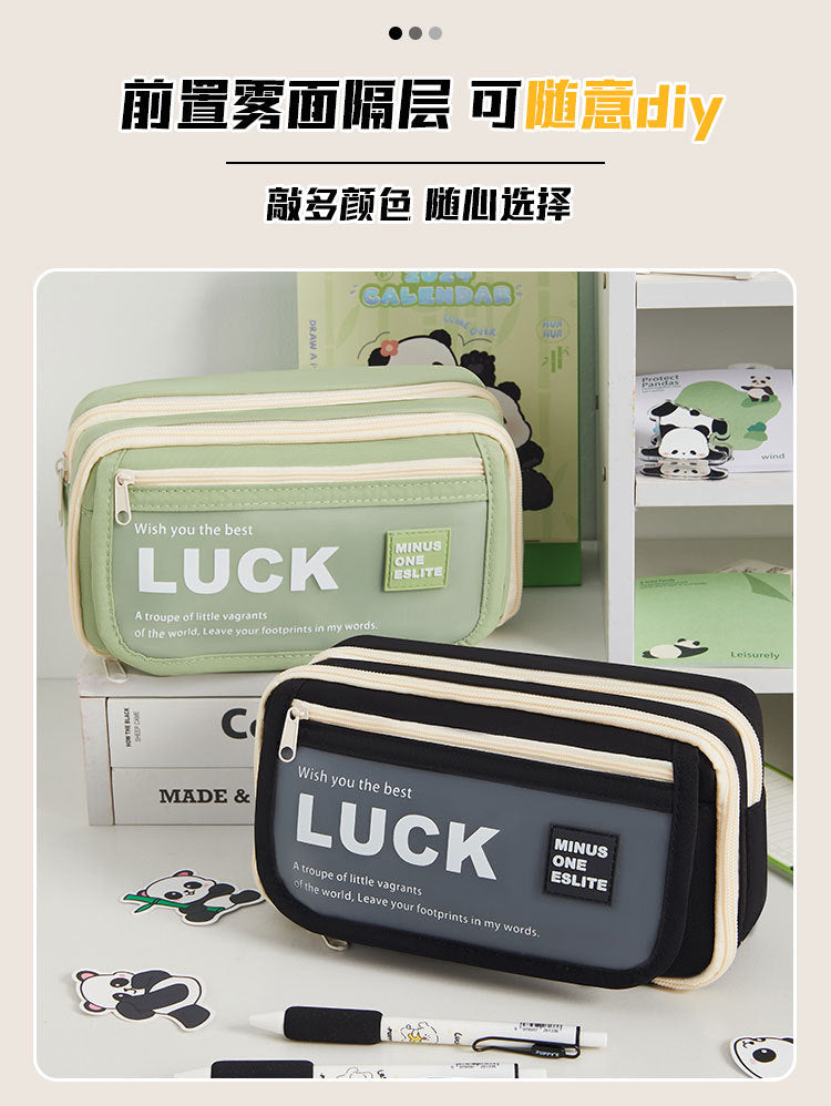 Flip-Top Pencil Case Ins Style High School Student New Style Pencil Case for Girls Male Large Capacity Stain-Resistant Simple Stationery Box