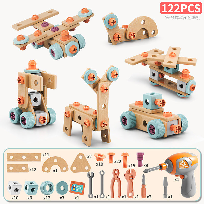 Children's DIY Tool Box Complete Set with Screws and Nuts, Children's Toys, Educational Electric Drill for Assembly and Disassembly