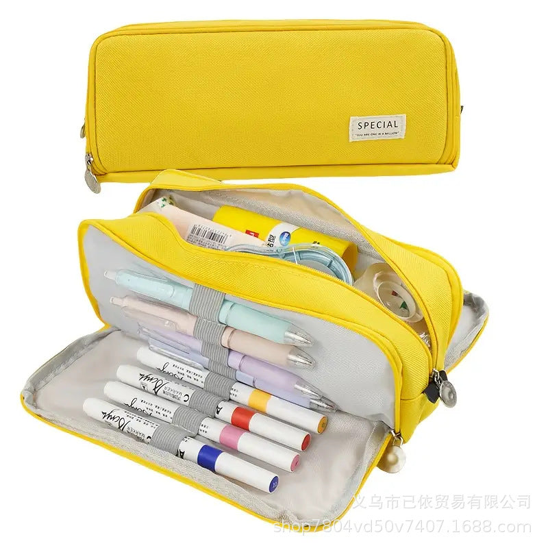 Oxford Cloth Large-Capacity Double-Zipper Multi-Layer Pencil Case Multi-Functional Stationery Box for Primary and Secondary School Students in the Back-To-School Season Wholesale from Manufacturers