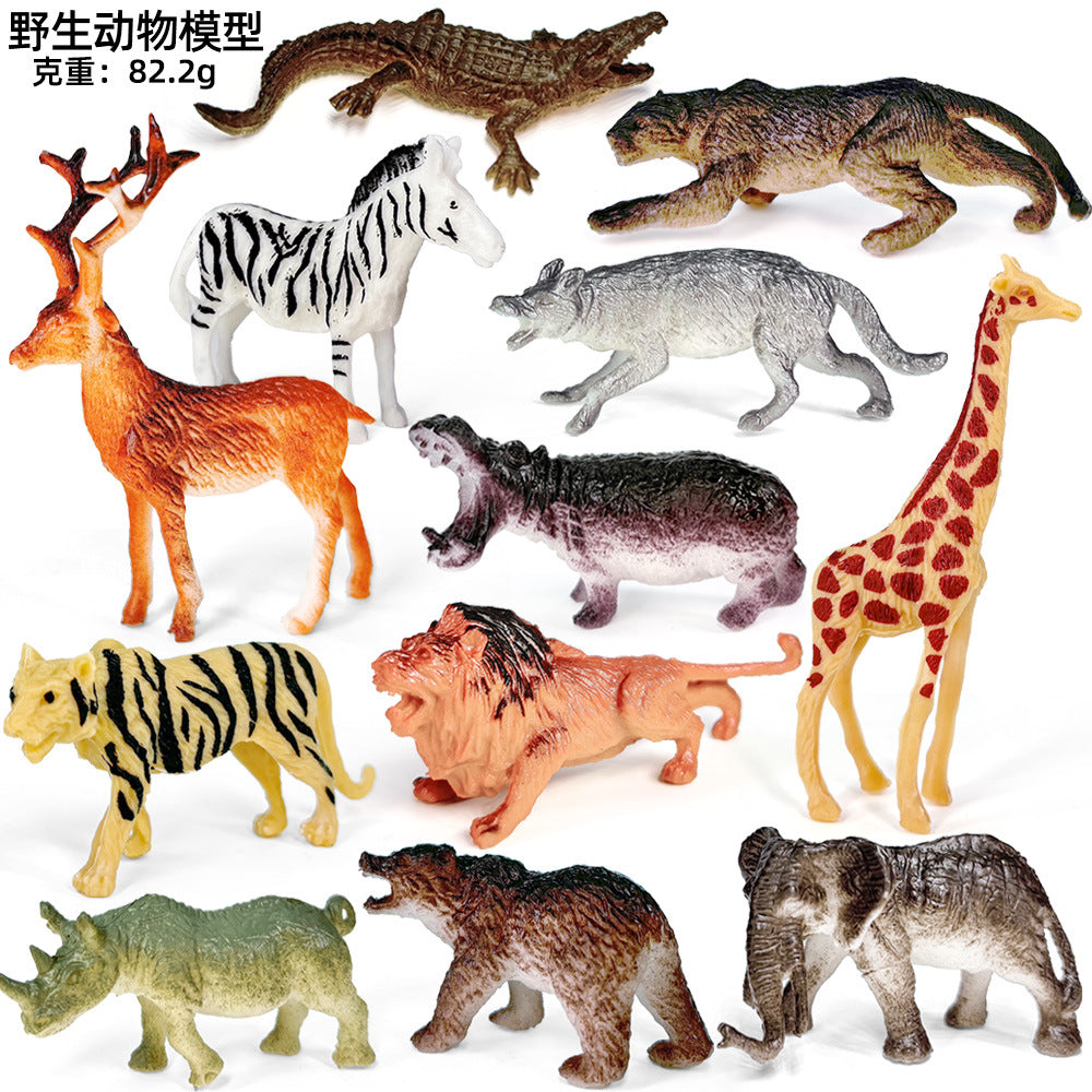 Free Shipping Simulation Wildlife Model Tiger Giraffe Lion Crocodile Elephant Rhino Hippo Wolf Cognitive Toy