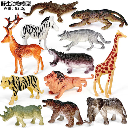 Free Shipping Simulation Wildlife Model Tiger Giraffe Lion Crocodile Elephant Rhino Hippo Wolf Cognitive Toy