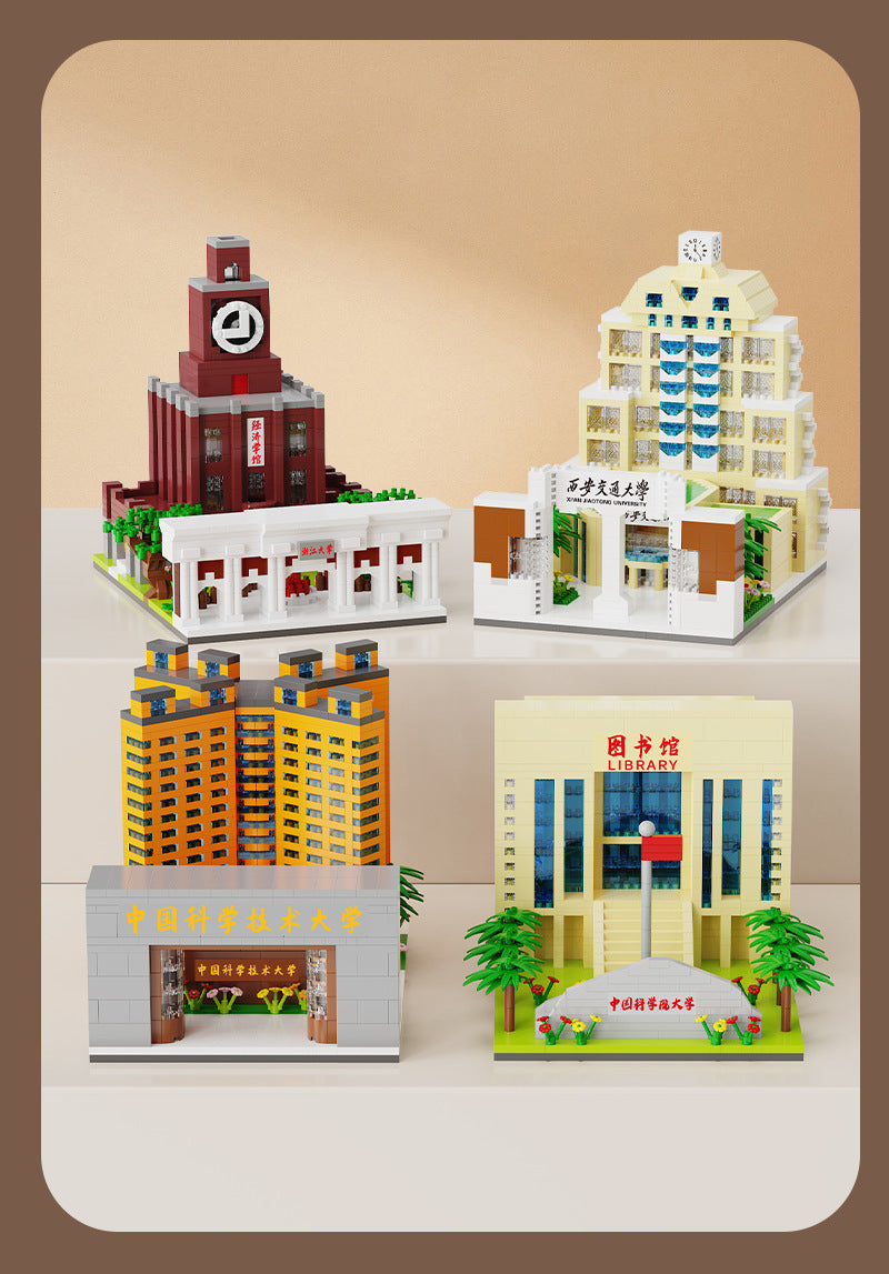 Tsinghua University Famous School Assembled Building Blocks Compatible with Lego Particles Peking University Architectural Model Training Institution Event Gifts