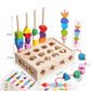 Children's Educational Beaded Five Sets of Column Color Sensory Enlightenment Children's Shape Matching Perception Early Education Wooden Building Blocks Play