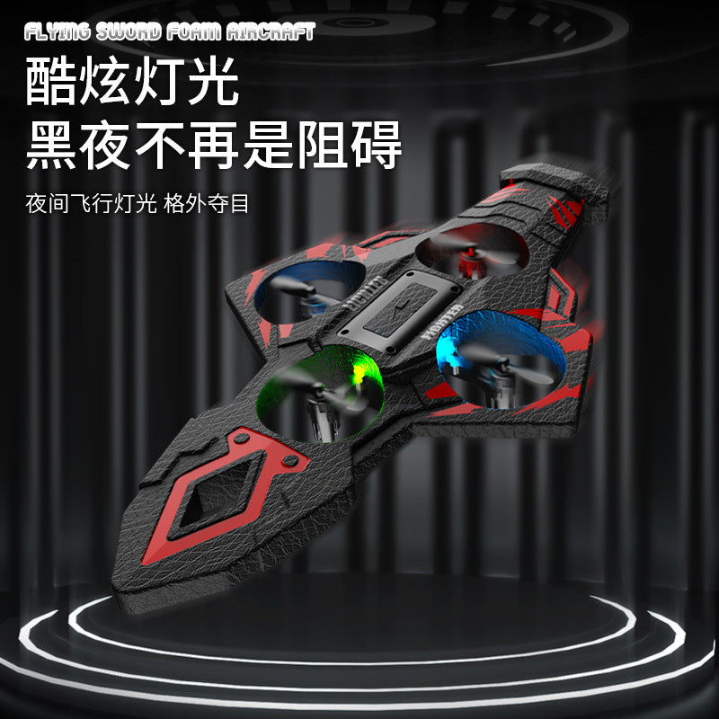 Cross-Border New Remote Control Flying Sword Gravity Sensing Stunt Foam Colorful Light Charging Model Resistant to Falling Sword Flying Aircraft