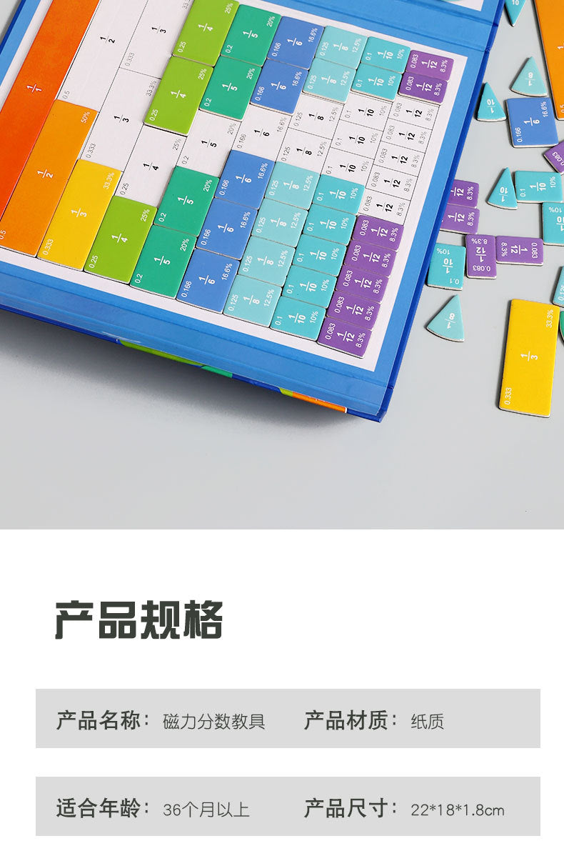 Magnetic Fraction Disk Demonstrator Numerator and Denominator Cognitive Addition and Subtraction Operation Third Grade Primary School Mathematics Teaching Aids Toys