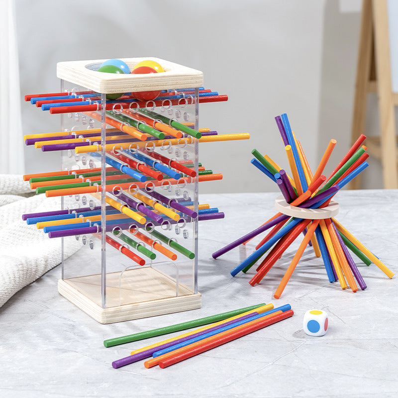 Early Education Children's Three-in-One Stick Game Baby Stick Color Classification Pitching Montessori Wooden Toys