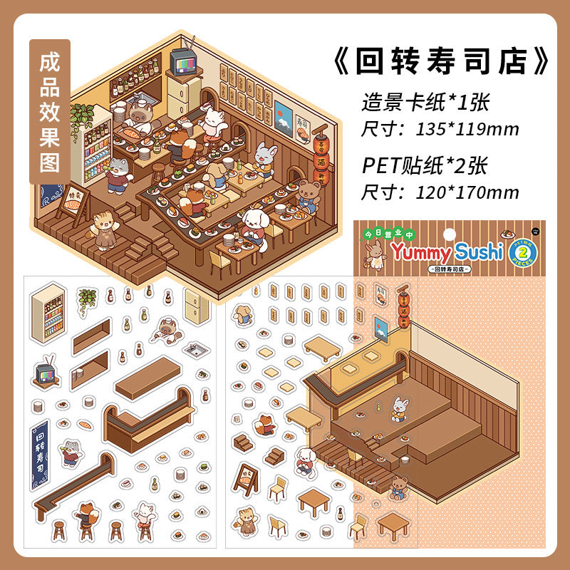 Infeel.Me Extra Large Scenery Stickers Today's Business Hours Open - Part Twelve DIY Journal Scene Stickers