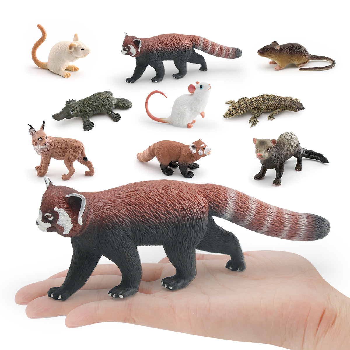 Cross-border simulation short tail bobcat panda mouse platypus ferret Thorn tail rock lizard wild animal model ornaments