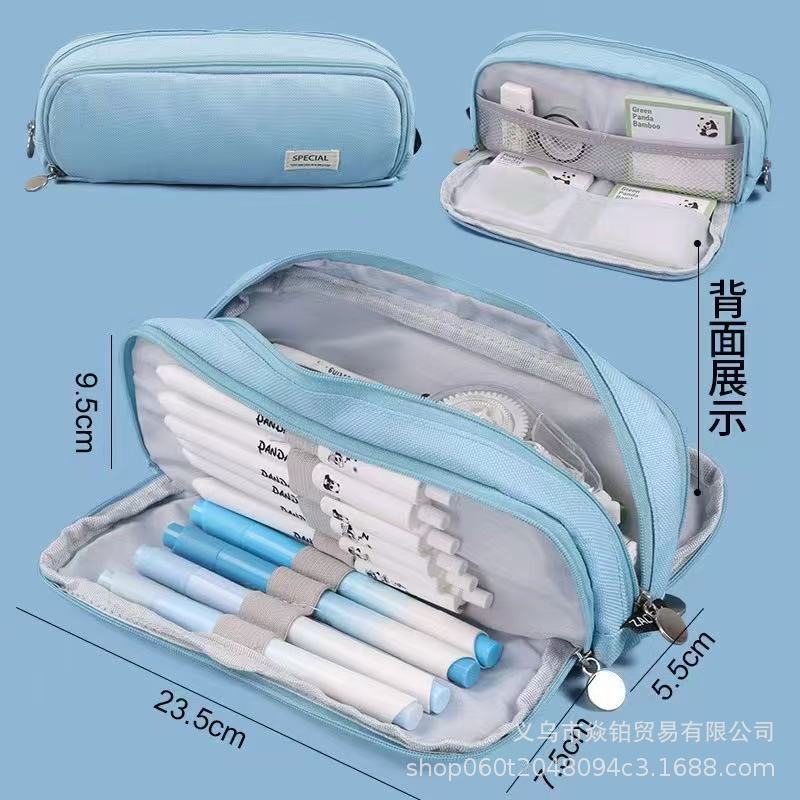 Korean Style Boat-Shaped Large-Capacity Multi-Layer Oxford Pencil Bag Multi-Functional Portable Stationery Box Simple Student Storage Pencil Bag