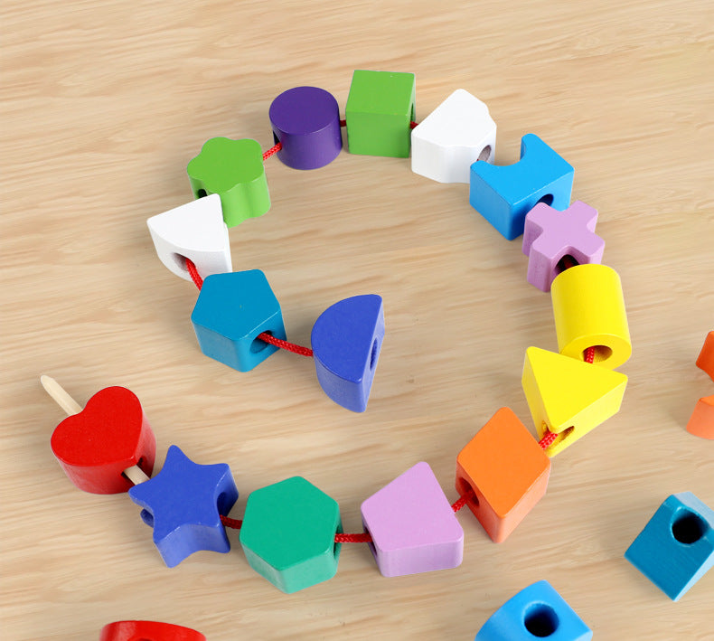 Montessori Early Education Large Particle Beaded Geometric Shape Matching Building Block Box Color Cognitive Teaching Aids Kidsren's Educational Toys