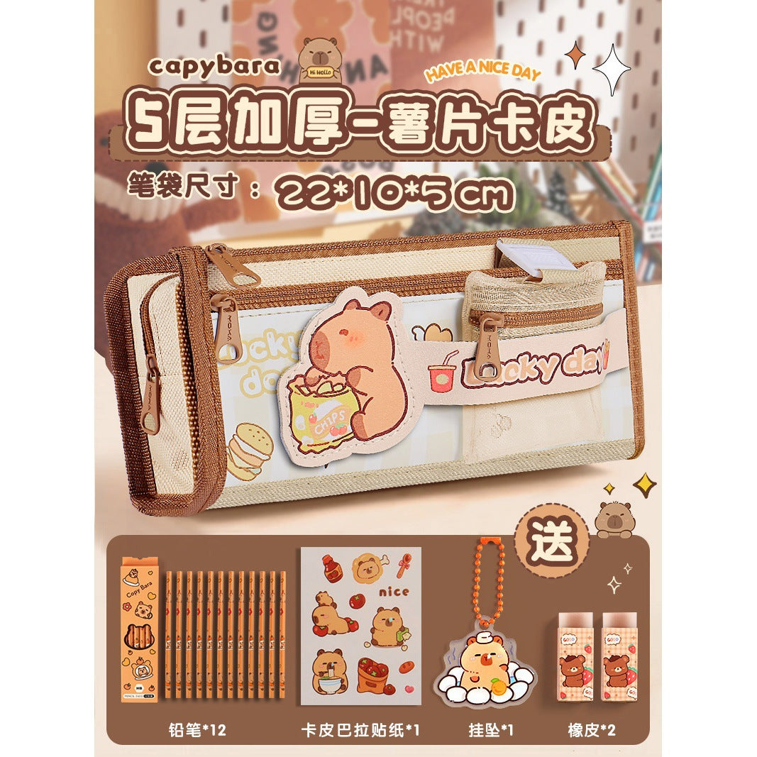 Kapibala Plush Doll Doll Back-To-School Gift Package Primary School Souvenir Birthday Gift Plush Stationery Set