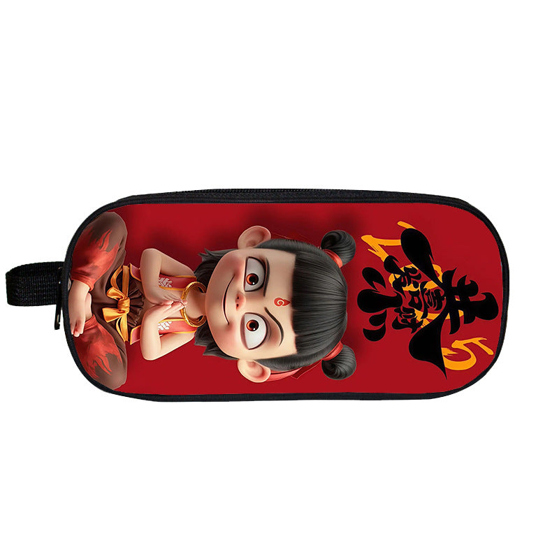 Cross-Border Nezha Stationery Box, Children's Portable Large-Capacity Storage Pencil Case, Student Wear-Resistant Double-Layer Portable Pencil Case Wholesale