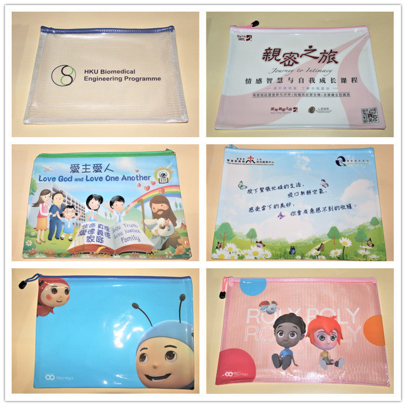 Transparent Mesh Triangular Pencil Bag Double-Layer Large-Capacity Stationery Bag Student Examination Pencil Bag Three-Dimensional Stationery Box Customization