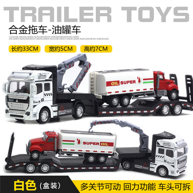 English packaging cross-border children alloy car vehicle trailer fire truck tank excavator pull back toy car
