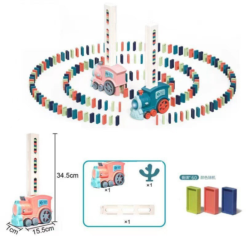 Cross-border dominoes trembles with educational children's automatic licensing electric sound and light train toys