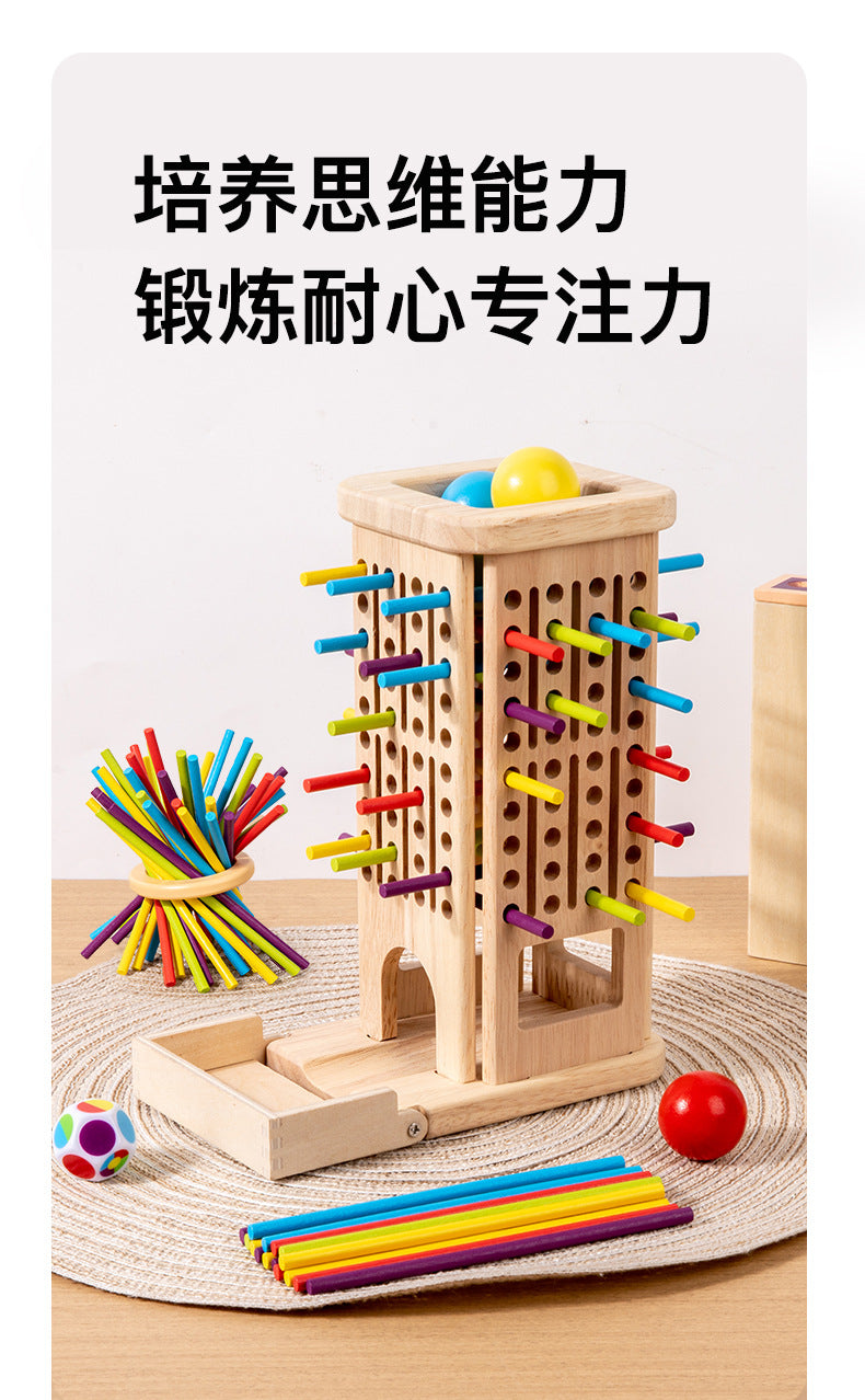 Wooden Kidsren's Stick Insertion Game Baby Draw Stick Color Cognitive Pitching Montessori Family Interactive Toy