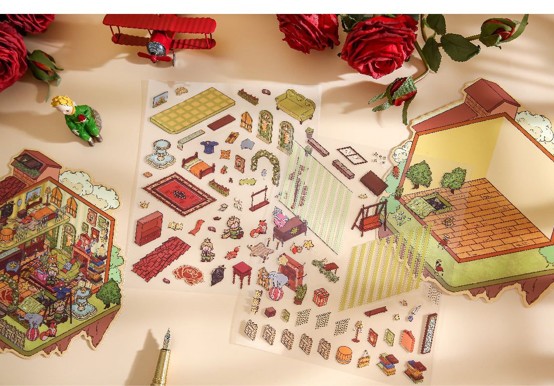 Mr. Paper Landscaping Flat Stickers Prince Fairy Tale Book Series DIY 3D Landscaping Flat Sticker Pack