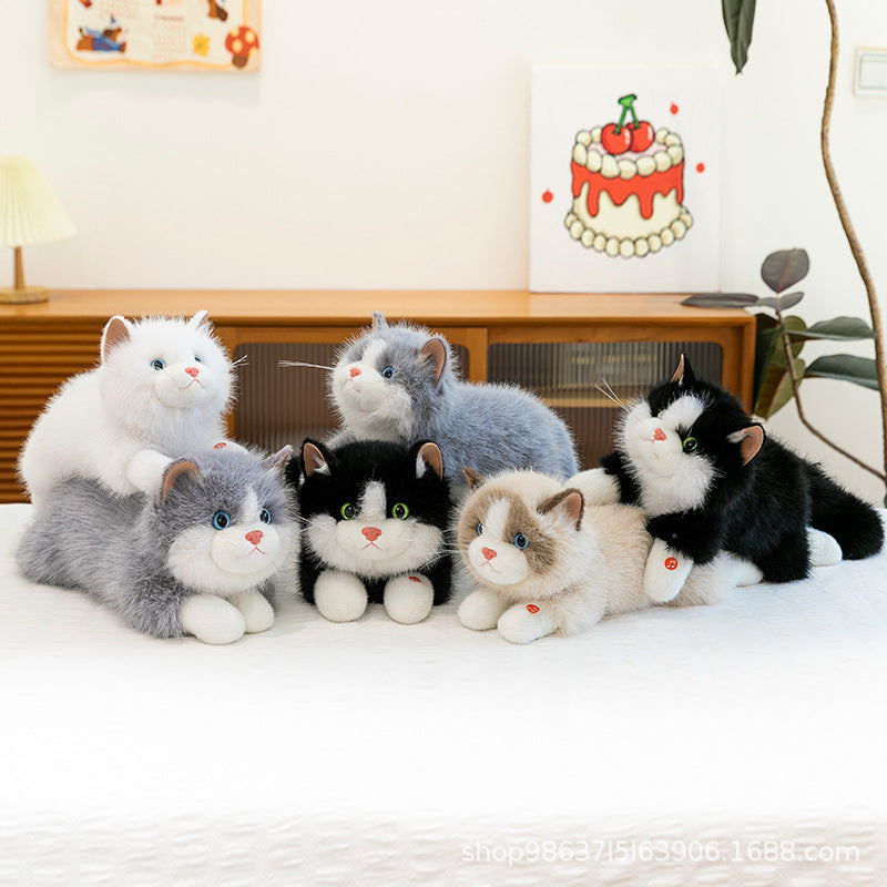 Cross-Border Simulation Cat Plush Toy, Cute Kitten Doll, Lying Cat Living Room Decoration, Children's Gift Wholesale