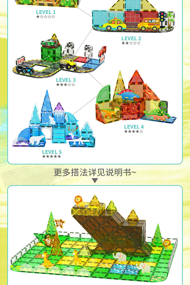 Girls Color Window Magnetic Sheet Kidsren's Zoo Engineering Vehicle City Crane Scene Strong Magnetic Refill Kidsren's Puzzle