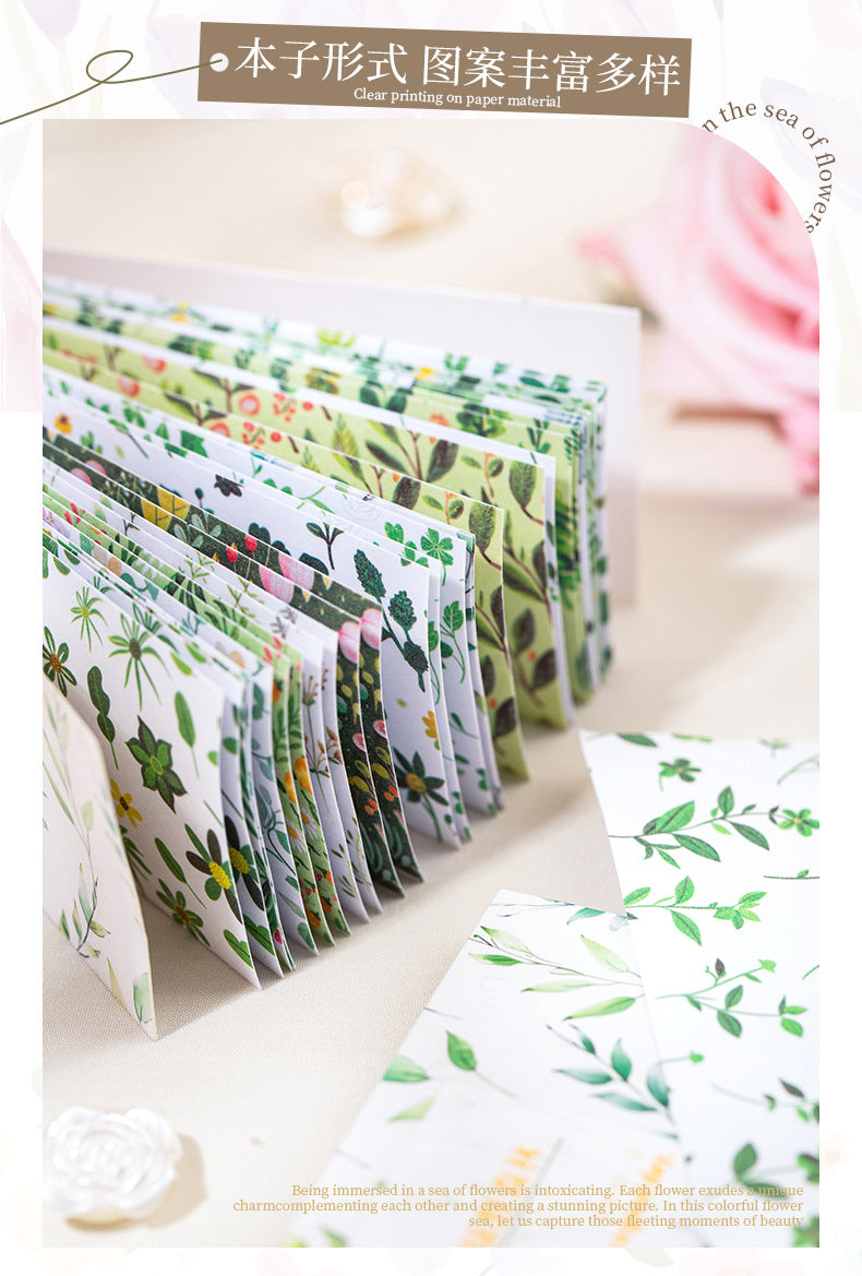 Dream Flower Floral Washi Sticker Book Plant Floral Handbook with Background Decoration Basic Stickers