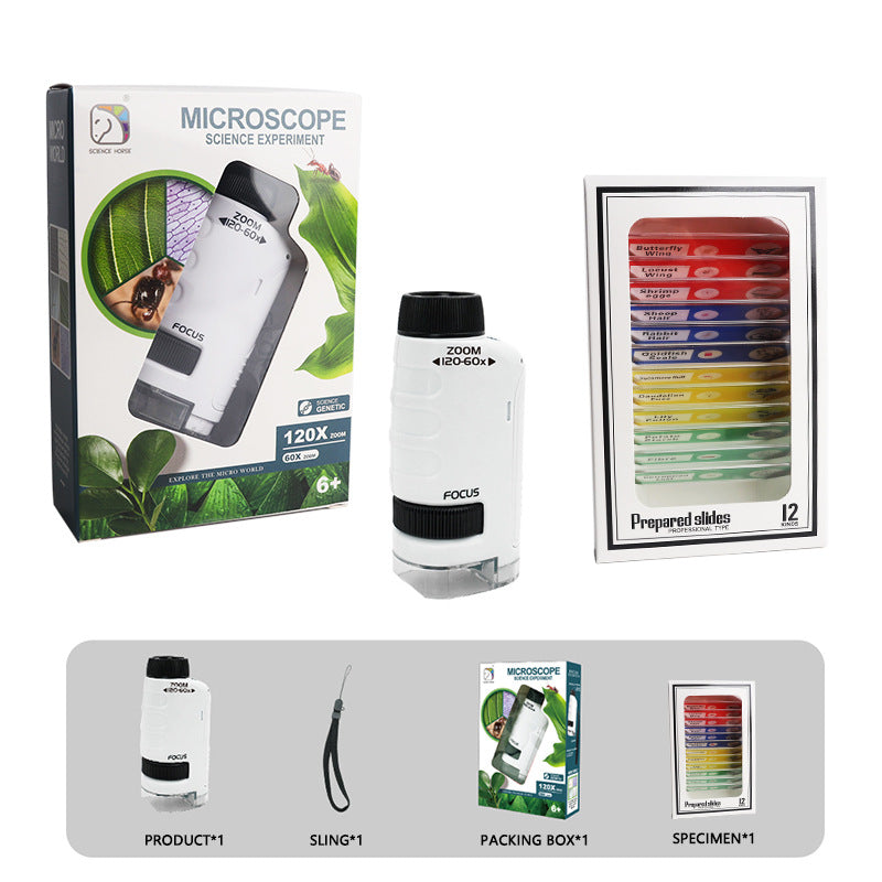 Cross-border Children's Microscope Can See Bacteria Primary and Secondary School Students Gifts Handheld Portable Outdoor Observation Toys