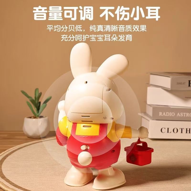 Cross-Border Electric Little Lucky Rabbit Baby Toy Dancing Children's Head-Up Training Doll Doll Baby Newborn