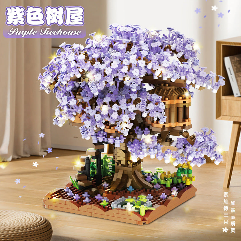 Cross-border TEMU Compatible Lego Sakura Tree House Rainbow Tree Blocks Children's Educational Assembled Toys for Girls Gift