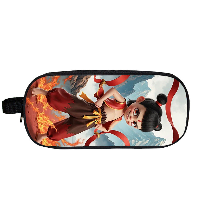 Cross-Border Nezha Stationery Box, Children's Portable Large-Capacity Storage Pencil Case, Student Wear-Resistant Double-Layer Portable Pencil Case Wholesale