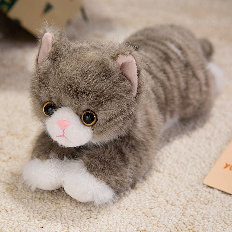Cute Artificial Cat Doll, Lying Cat Plush Toy Doll, Kidsren's Comfort Rag Doll, Birthday Gift for Girls