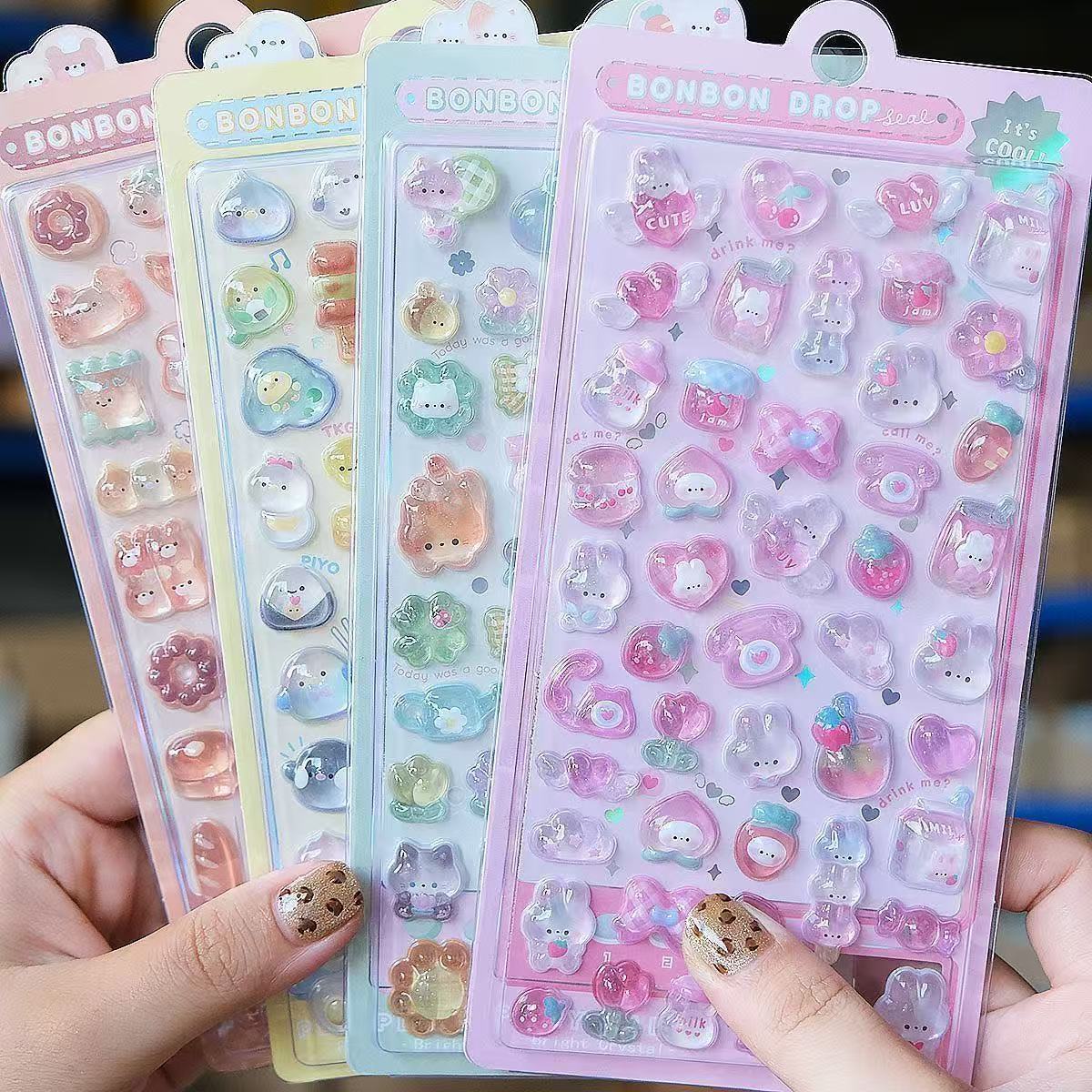 High-Quality Second-Generation Cartoon 3D Relief Hollow Stickers Cute Reward 3D Stickers Wholesale
