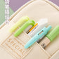 in stock Multi-layer Canvas Retractable Pencil Case Korean Simple High School Student Macaron Color-block Variable Large Capacity Pencil Case
