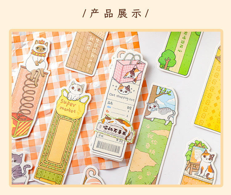 Paper Bookmark Meow's Everything Book Cute Flash Sand Bookmark Student Reading Marker Booklet Creative Gift Writable