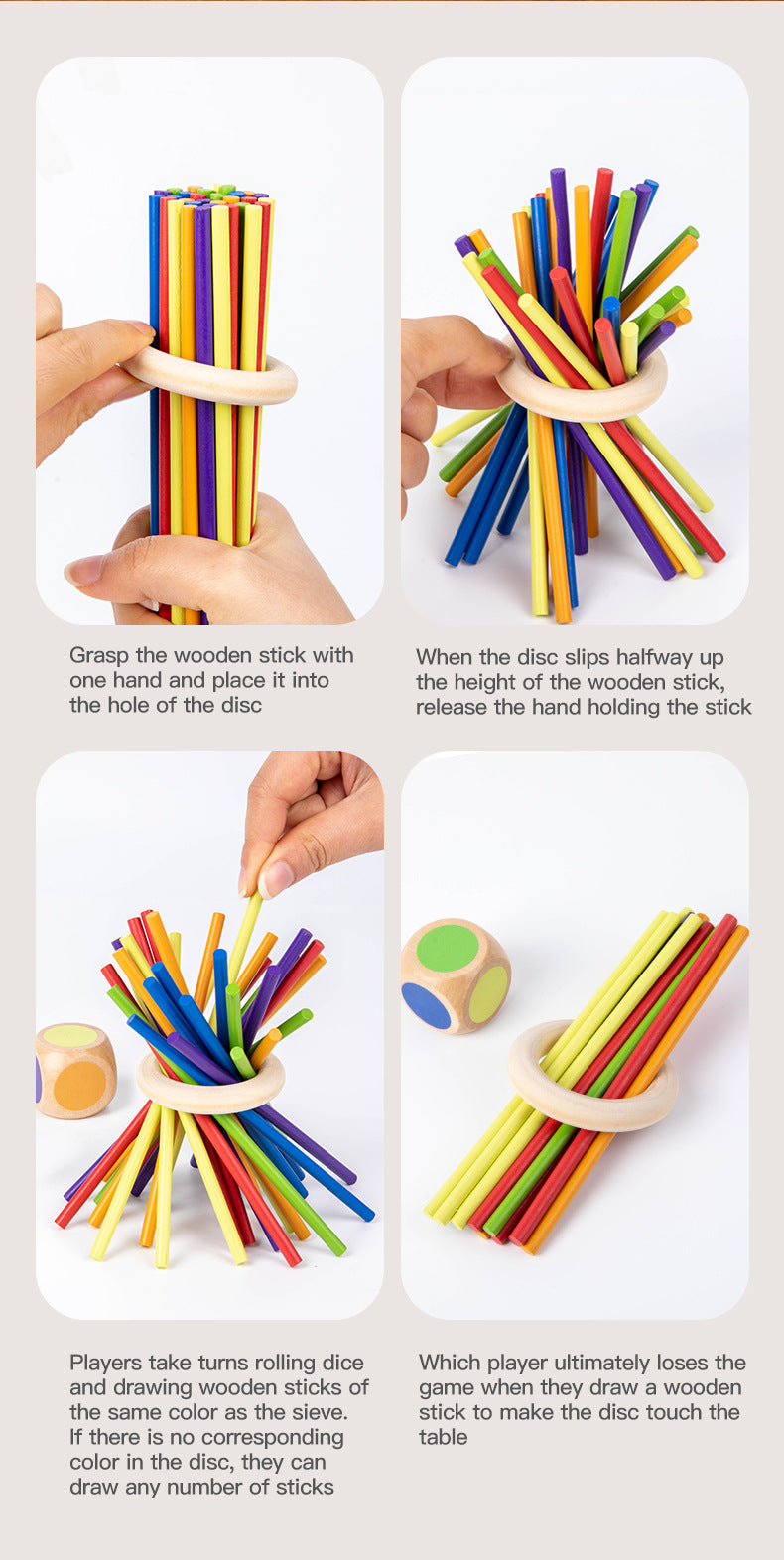 Wooden Kidsren's Stick Insertion Game Baby Draw Stick Color Cognitive Pitching Montessori Family Interactive Toy