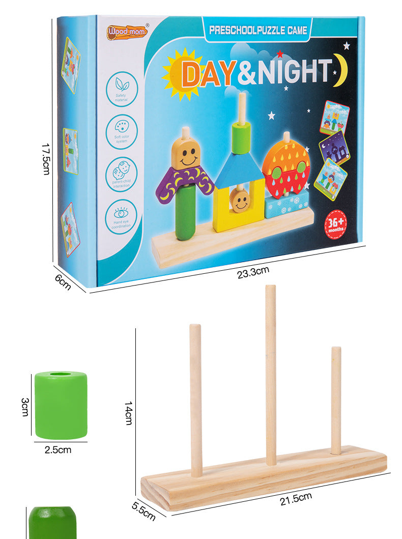 Children's Creative Spelling Day and Night Building Blocks Early Education Enlightenment Shape Cognition Hand-eye Coordination Educational Toys for Boys and Girls