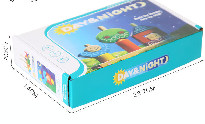 Children's Creative Spelling Day and Night Building Blocks Early Education Enlightenment Shape Cognition Hand-eye Coordination Educational Toys for Boys and Girls