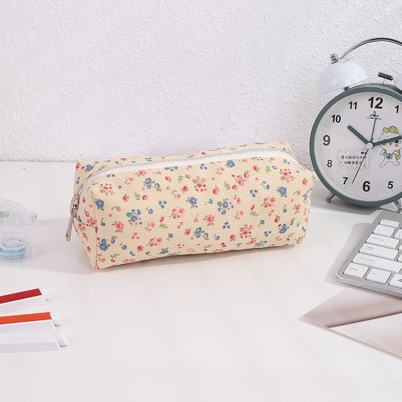 2025 New Small Floral Pencil Bag, Simple and High-Looking Student Stationery Bag, Large Capacity Pencil Bag, Makeup Storage Bag