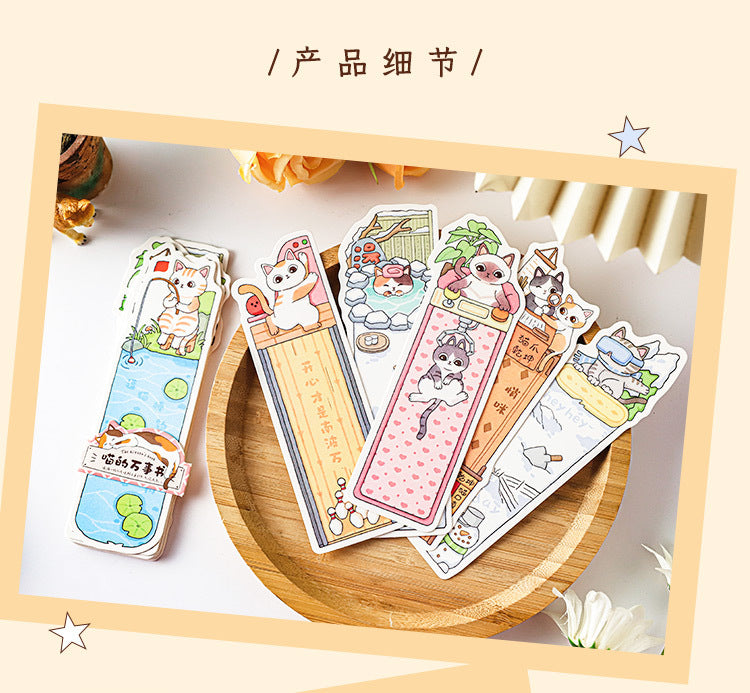 Paper Bookmark Meow's Everything Book Cute Flash Sand Bookmark Student Reading Marker Booklet Creative Gift Writable