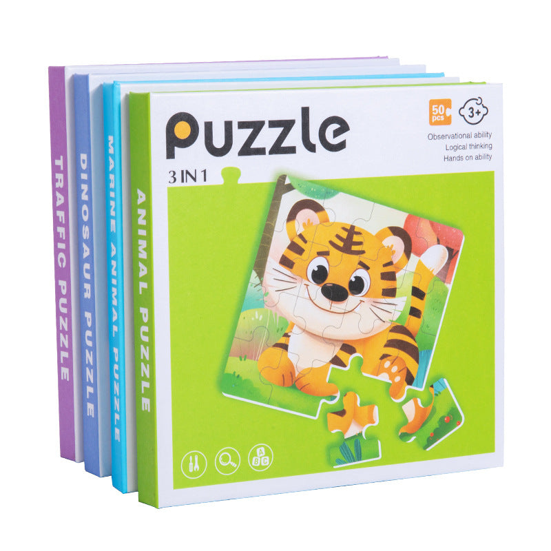 Cross-border children's three-in-one advanced folding magnetic jigsaw puzzle kindergarten baby puzzle early education enlightenment block jigsaw puzzle