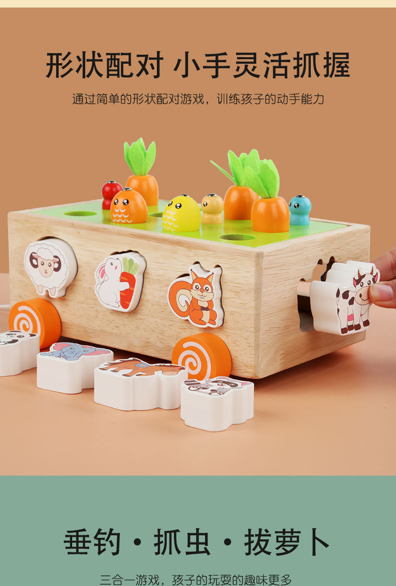 3 Cross-Border Kidsren's Educational Toys Farm Orchard Shape Building Blocks Matching Insect Catching and Carrot Pulling Intelligence Box Toys