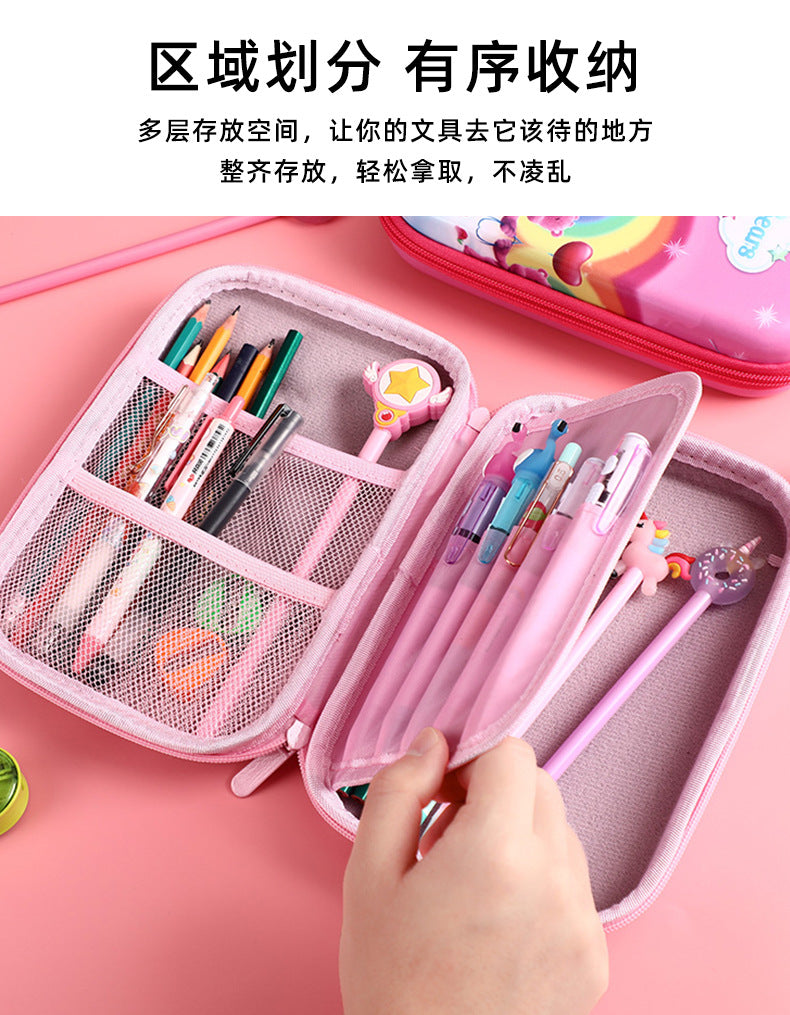 3D New Cute Eva Stationery Box Children's Multifunctional Large Capacity Pencil Bag Student Portable Square Pencil Box