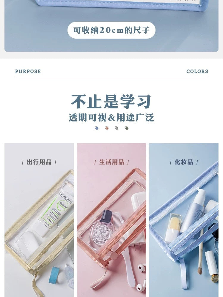 Transparent Pencil Case for Exams, Simple Pencil Bag for High School Students, Large Capacity Pvc Pencil Case in Stock