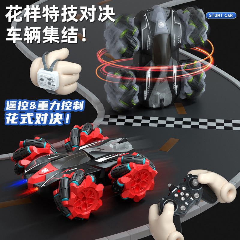 Cross-Border 2.4g Double-Sided Remote Control Car with Gesture Sensing, Stunt Four-Wheel Drive, Drifting, Rolling, Rotating, Climbing Car Toy for Boys