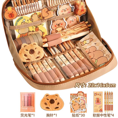12-Layer Large-Capacity Pencil Bag Kapibara High-Looking Pencil Bag Cute Student Stationery Bag School Supplies Prizes