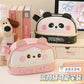 New Large Capacity Blush Panda Pu Pencil Case High-Looking Cute Cartoon Student Neutral Stationery Storage Box Wholesale