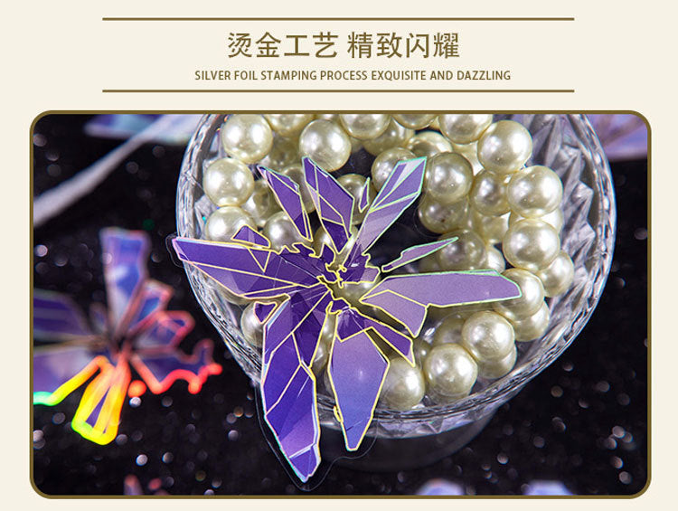 Pet Sticker Pack Crystal Story Series Crystal Ore Silver Hot Stamping Die-Cut Journal Decoration Stickers Cross-Border