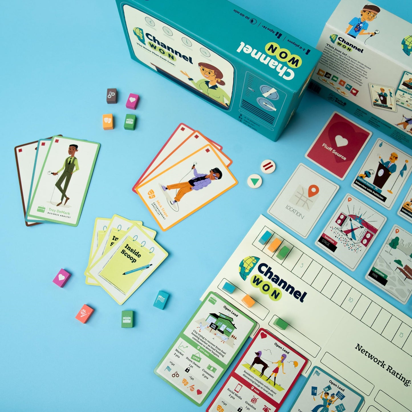 Pops & Bejou Games Channel Won Game | News Reporters | Casual Board Game | Semi-Coop | Ages 14+ | For 2-6 Players | 30-60 Min Pl